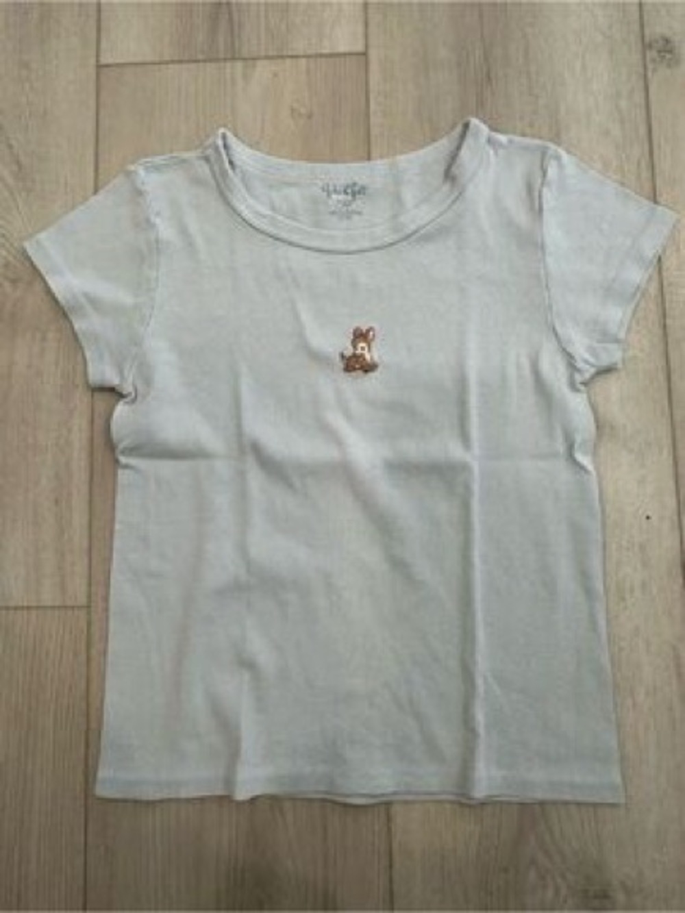 Brandy Melville White Tee with Brown Bunny Patch